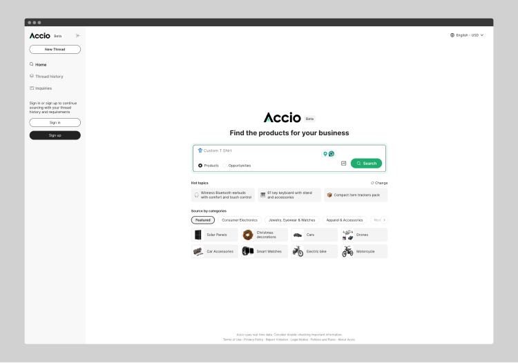 accio product sourcing seller ai tool