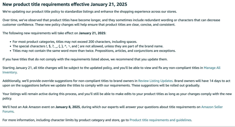 New product title requirements effective January 21
